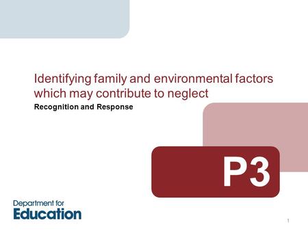 1 Recognition and Response P3 Identifying family and environmental factors which may contribute to neglect.
