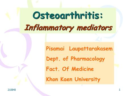 Osteoarthritis: Inflammatory mediators