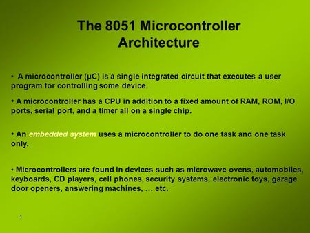 The 8051 Microcontroller Architecture