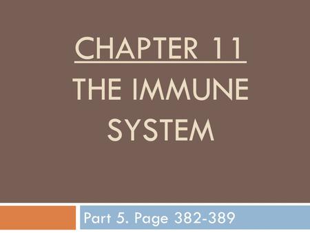 CHAPTER 11 THE IMMUNE SYSTEM Part 5. Page 382-389.