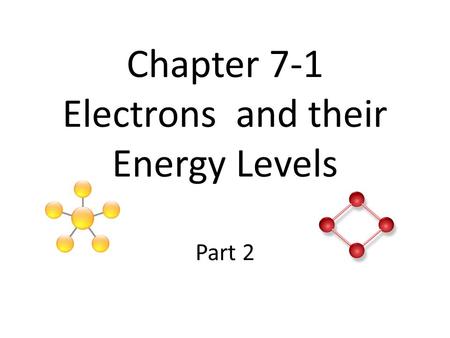 Chapter 7-1 Electrons and their Energy Levels Part 2.