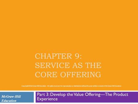 Chapter 9: Service as the Core Offering