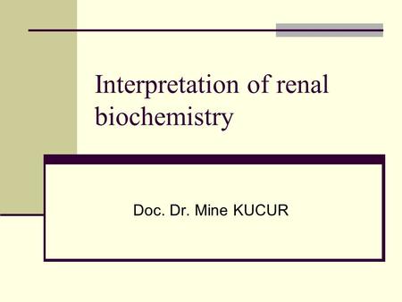 Interpretation of renal biochemistry