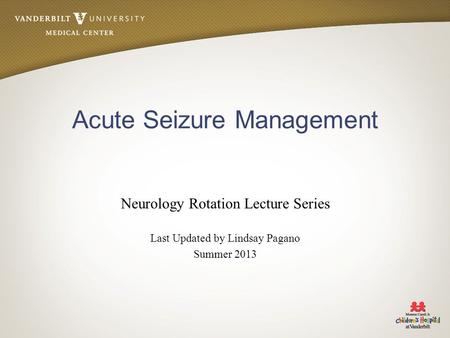 Acute Seizure Management Neurology Rotation Lecture Series Last Updated by Lindsay Pagano Summer 2013.