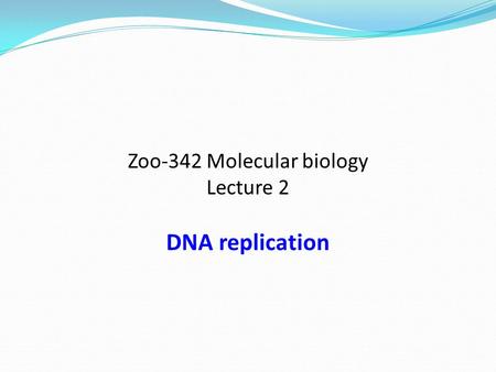 Zoo-342 Molecular biology Lecture 2 DNA replication