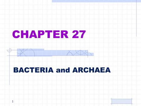 CHAPTER 27 BACTERIA and ARCHAEA 1. OVERVIEW 1. Earliest organisms on Earth 2. Dominate biosphere 3. Live everywhere 4. Commonly referred to as “bacteria”