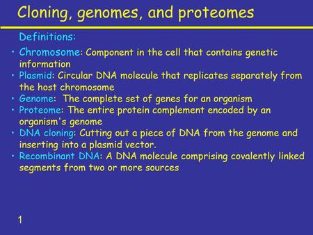 Cloning, genomes, and proteomes