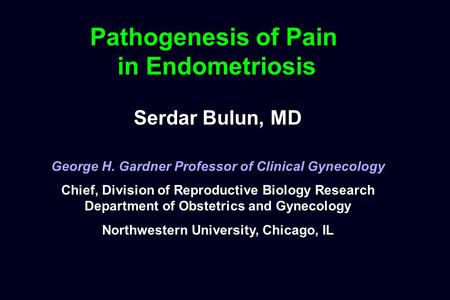Pathogenesis of Pain in Endometriosis