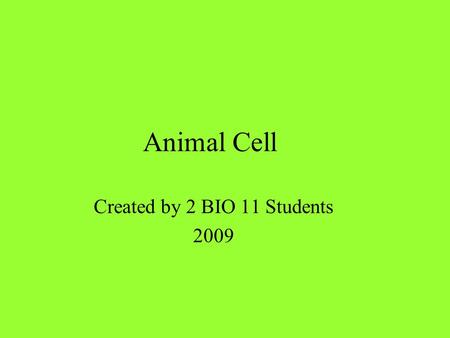 Animal Cell Created by 2 BIO 11 Students 2009. Animal Cell Model.