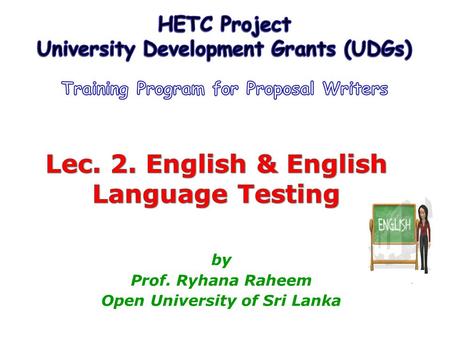 Lec. 2. English & English Language Testing