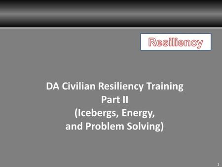 DA Civilian Resiliency Training