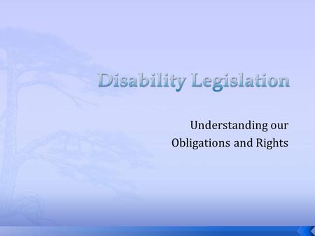 Understanding our Obligations and Rights.  International Conventions (that NZ have ratified) (Indirectly) UN Convention on the Rights of Persons with.