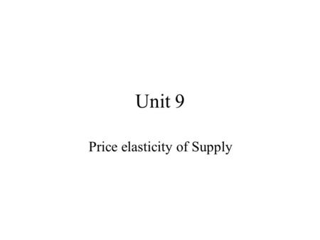 Price elasticity of Supply