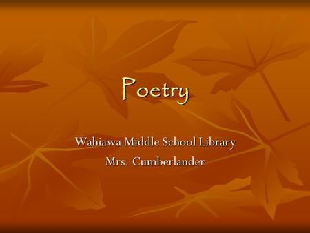 Wahiawa Middle School Library Mrs. Cumberlander