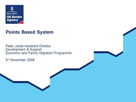 Points Based System Peter Jukes Assistant Director Development & Support Economic and Family Migration Programme 3 rd November 2009.