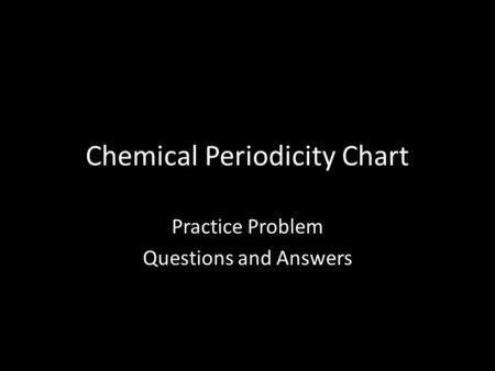 Chemical Periodicity Chart
