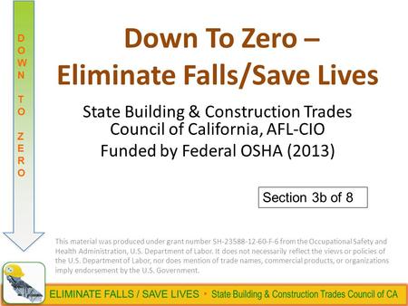 Down To Zero ̶ Eliminate Falls/Save Lives