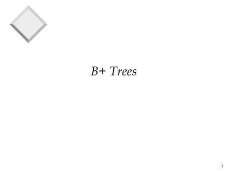 1 B+ Trees. 2 Tree-Structured Indices v Tree-structured indexing techniques support both range searches and equality searches. v ISAM : static structure;