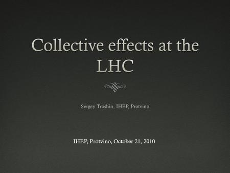 IHEP, Protvino, October 21, 2010. Disclaimer - talk is based on the listed below papers:  On the ridge-like structures in the nuclear and hadronic reactions: