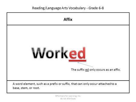 Reading/Language Arts Vocabulary - Grade 6-8