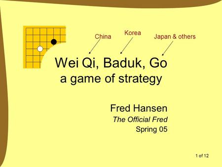 Wei Qi, Baduk, Go a game of strategy