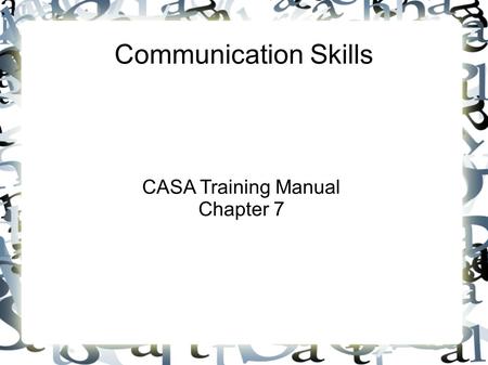 CASA Training Manual Chapter 7