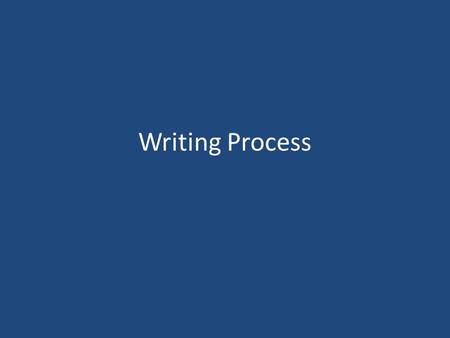 Writing Process. Critically thinking about writing How do you write? Where do you write the most? What do you like to write?