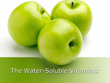The Water-Soluble Vitamins:. The Vitamins--An Overview Vitamins differ from carbohydrate, fat and protein in structure, function and food contents. Vitamins.