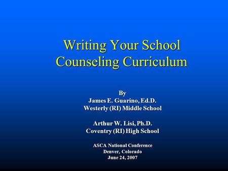 Writing Your School Counseling Curriculum