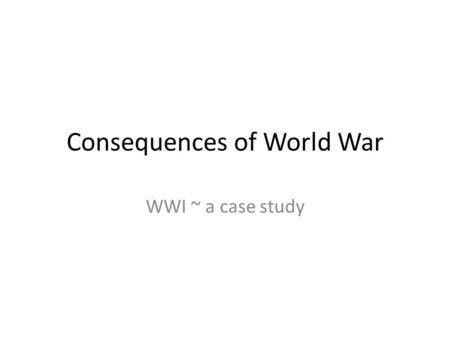 Consequences of World War