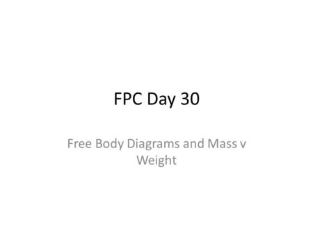 FPC Day 30 Free Body Diagrams and Mass v Weight. Warm Up If an object is flying through the air, draw arrows on this picture to represent the forces acting.