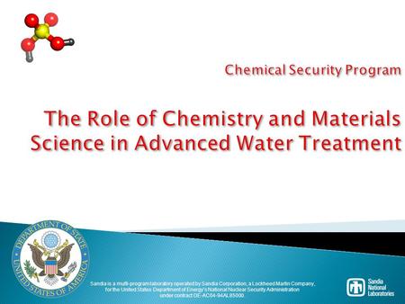 The Role of Chemistry and Materials Science in Advanced Water Treatment