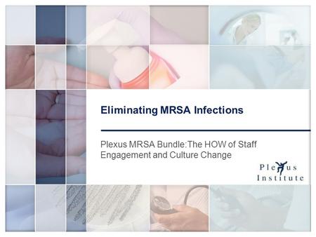 1 Eliminating MRSA Infections Plexus MRSA Bundle:The HOW of Staff Engagement and Culture Change.