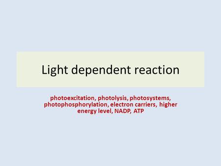 Light dependent reaction