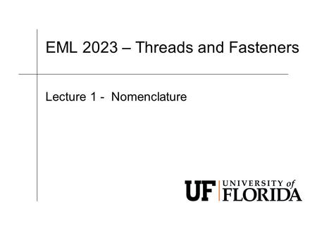 EML 2023 – Threads and Fasteners