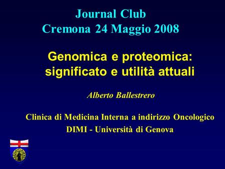 Journal Club Cremona 24 Maggio 2008