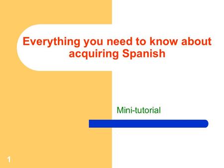 1 Everything you need to know about acquiring Spanish Mini-tutorial.