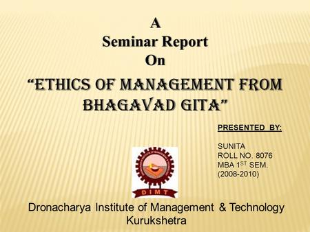 Bhagavad gita and super management essay