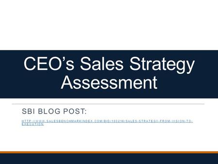 CEO’s Sales Strategy Assessment SBI BLOG POST:  EXECUTION.