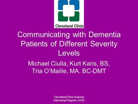 Communicating with Dementia Patients of Different Severity Levels
