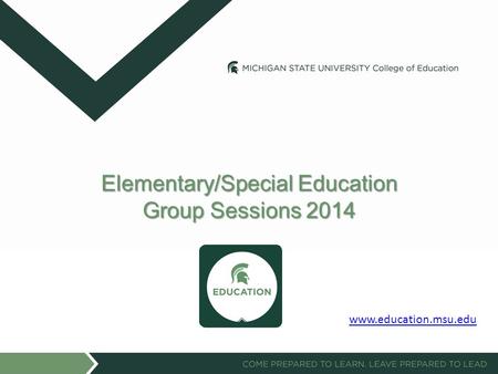 Elementary/Special Education Group Sessions 2014 www.education.msu.edu.