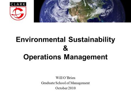 Environmental Sustainability & Operations Management