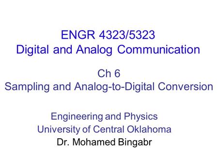 Ch 6 Sampling and Analog-to-Digital Conversion