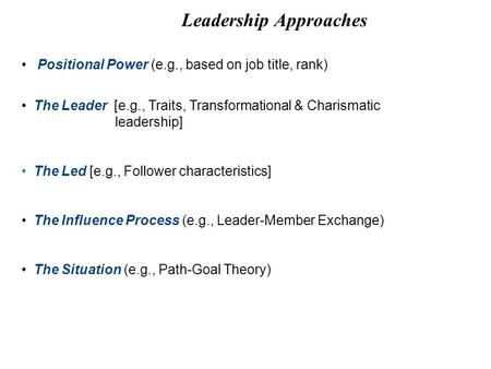 Leadership Approaches