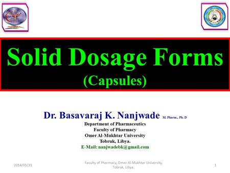 Solid Dosage Forms (Capsules)