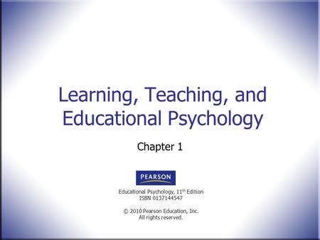 Learning, Teaching, and Educational Psychology