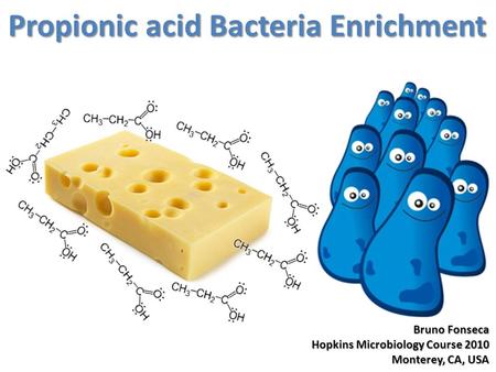 Propionic acid Bacteria Enrichment Bruno Fonseca Hopkins Microbiology Course 2010 Monterey, CA, USA.
