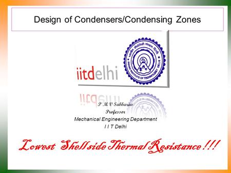 Design of Condensers/Condensing Zones