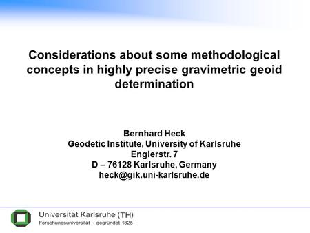 Geodetic Institute, University of Karlsruhe