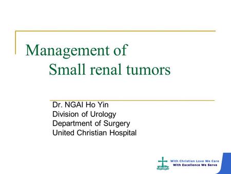Management of Small renal tumors